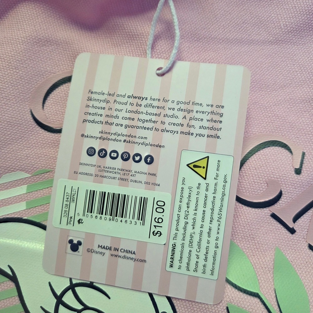 Disney Skinnydip London Daisy Duck State Champs Pink Canvas Tote Bag NWT - Picture 3 of 4